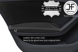 BLACK REAL LEATHER 2X FRONT DOOR ARMREST COVERS FITS AUDI A4 B8 2008-2015