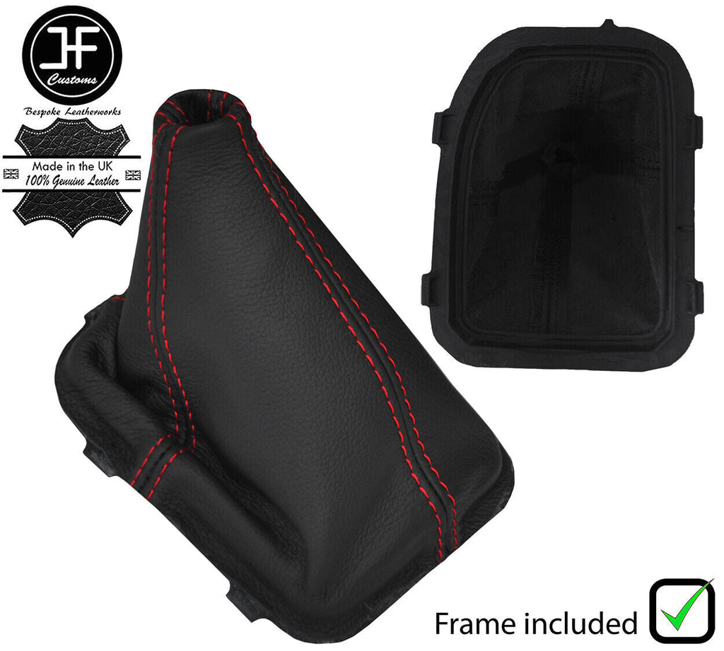 RED STITCH LEATHER GEAR GAITER+PLASTIC FRAME FITS TOYOTA AVENSIS 1997-2002