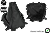 BLACK STITCH LEATHER GEAR GAITER + PLASTIC FRAME FITS HONDA STREAM 2001-2007