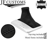BLACK STITCH LEATHER AUTOMATIC GEAR+METAL FRAME+TOP RING FOR INFINITI M35 05-10