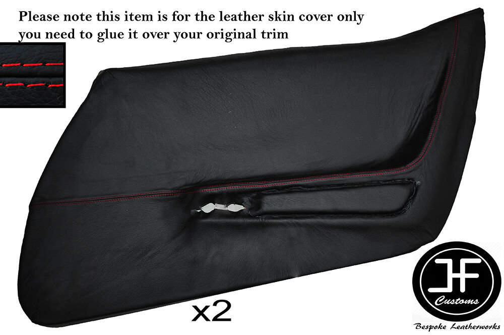 RED STITCHING 2X FRONT FULL DOOR CARD SKIN COVERS FITS CORVETTE C3 1970-1976