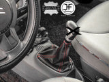 RED 4 STITCHING FITS TOYOTA AYGO CITROEN C1 PEUGEOT 107 GEAR GAITER LEATHER