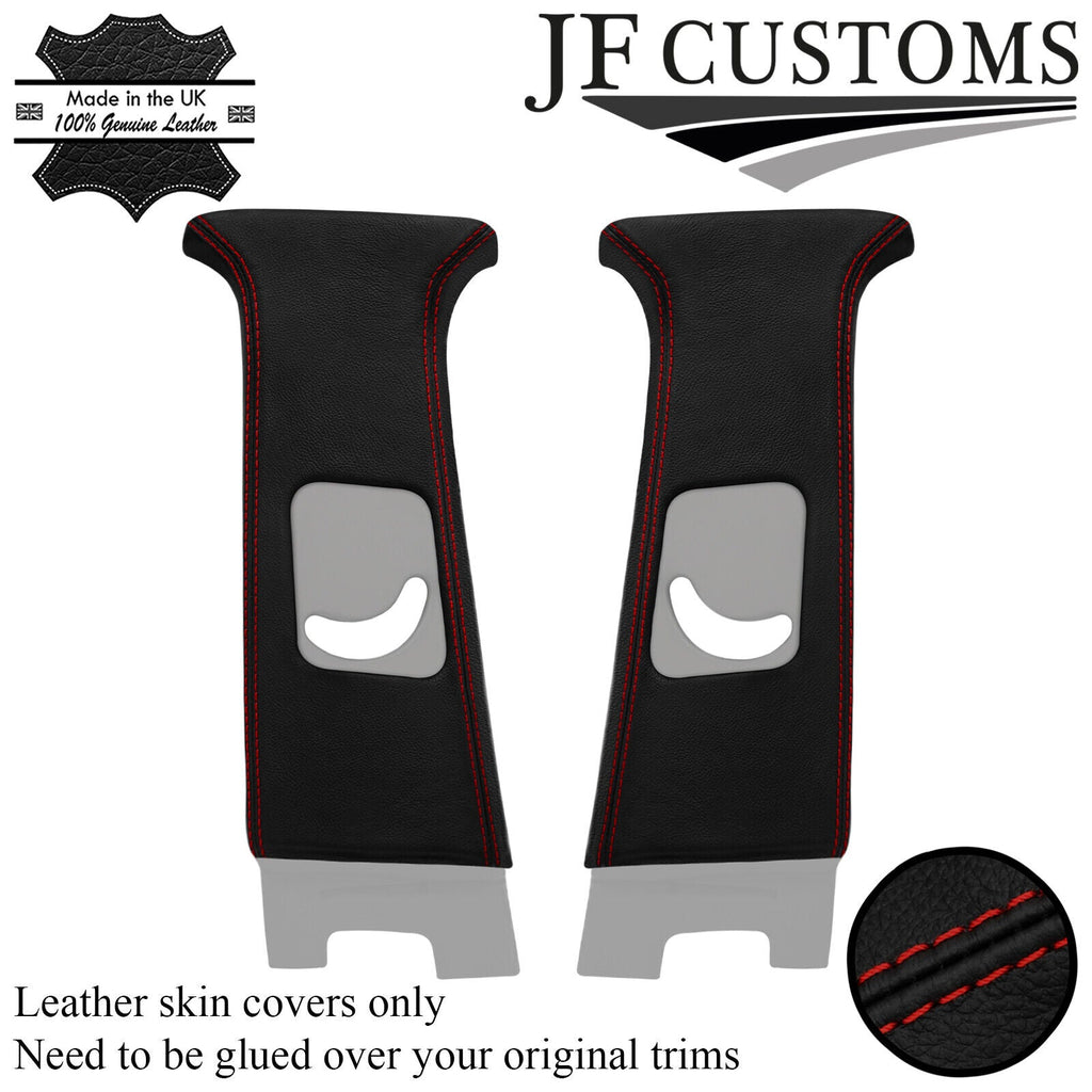 D RED STITCH ITALIAN LEATHER 2X B PILLAR TRIM COVER FOR ROVER 75 MG ZT 98-05