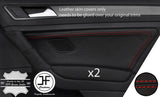 RED STITCH 2X REAR DOOR CARD TRIM LEATHER COVERS FITS VW GOLF MK7 VII 13-17