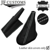 WHITE STITCH LEATHER GEAR HANDBRAKE SET FOR MINI CLASSIC ROVER AUSTIN MORRIS