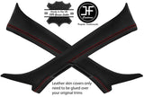 RED STITCHING 2X A PILLAR REAL LEATHER COVERS FITS JAGUAR F-PACE 2016-2018
