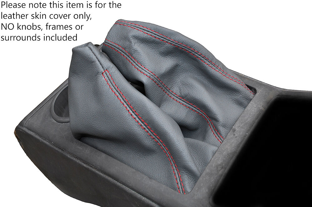RED STITCH MANUAL GREY LEATHER GEAR GAITER FITS MAZDA BT50 BT-50 06-11 4X4
