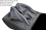 RED STITCH MANUAL GREY LEATHER GEAR GAITER FITS MAZDA BT50 BT-50 06-11 4X4