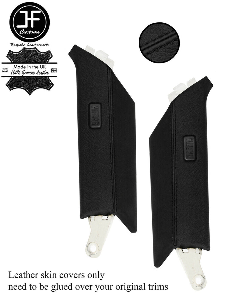 BLACK STITCH 2X C SIDE PILLAR LEATHER COVERS FITS BMW X6 E71 2007-2014