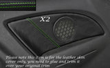 GREEN STITCH 2X REAR DOOR CARD SKIN COVER FITS VAUXHALL OPEL CORSA D 06-14 3DR