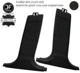 BLACK STITCH 2X LOWER B PILLAR LEATHER COVERS FOR BMW 5 SERIES F10 F11 10-16
