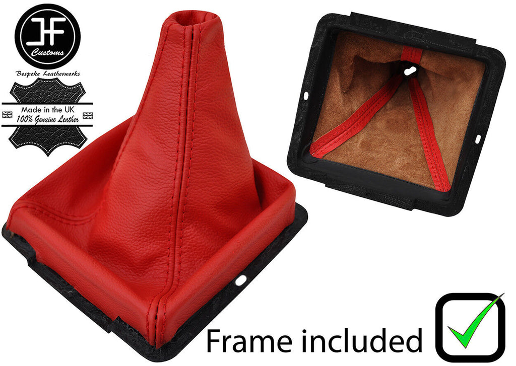 RED REAL LEATHER MANUAL GEAR GAITER+FRAME FITS RANGE ROVER P38 1994-2002