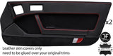 RED STITCH 2X FULL DOOR CARD LEATHER & PU SUEDE COVER FITS MAZDA RX7 FC 86-91