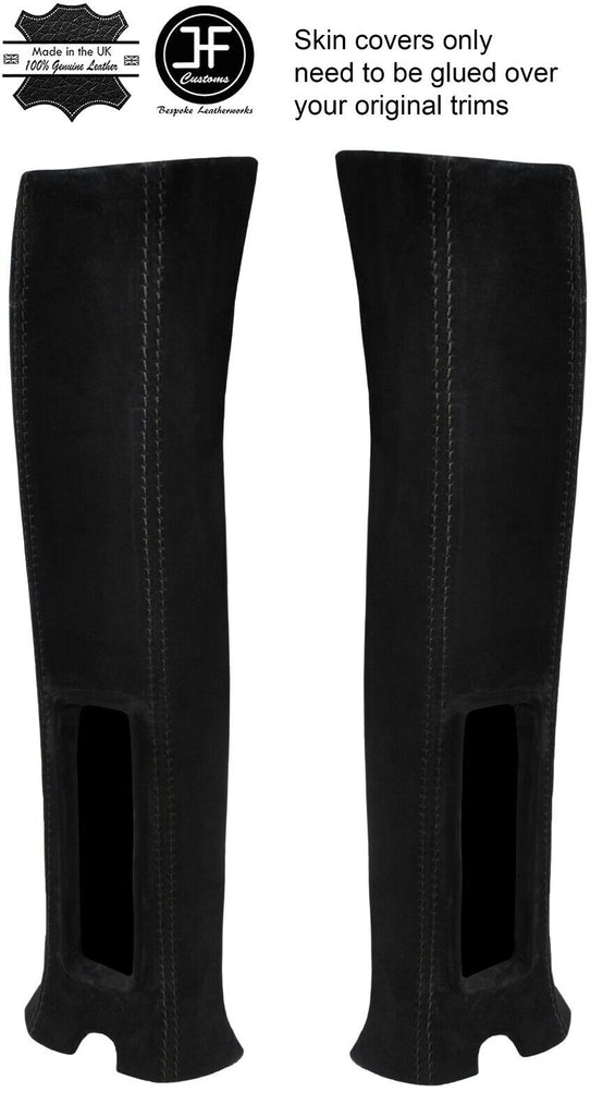 BLACK STITCHING 2X UPPER B PILLAR SUEDE COVERS FITS JEEP WRANGLER JK 11-17 2DR