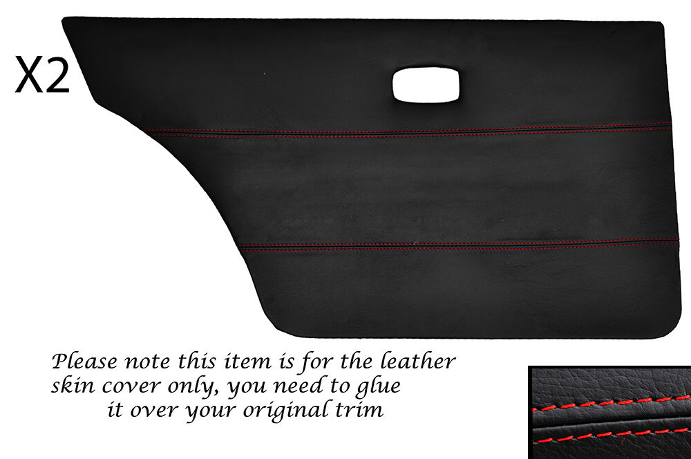 RED STITCH 2X REAR DOOR CARDS SKIN COVER FITS VW GOLF MK1 JETTA CADDY MK1 5DR