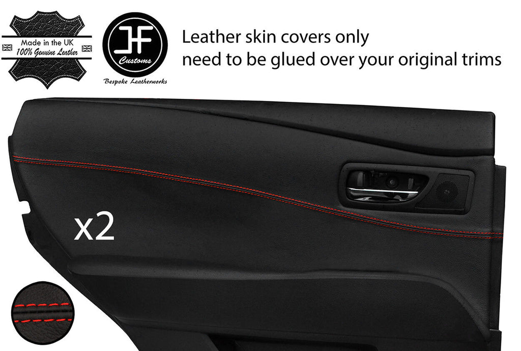 RED STITCH 2X REAR DOOR CARD TRIM LEATHER COVERS FOR LEXUS RX450h RX350 10-15