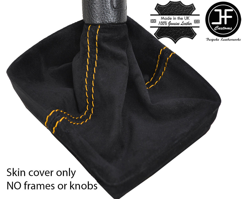 YELLOW  STITCHING REAL SUEDE MANUAL GEAR GAITER FITS VW POLO 9N 9N2 2002-2009