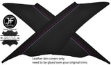 BLACK LEATHER TRI STITCH 2X REAR C PILLAR COVERS FOR BMW E60 03-11 SALOON
