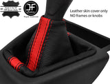 BLACK & RED STRIPE LEATHER MANUAL GEAR GAITER FOR PEUGEOT BIPPER 2008-2017