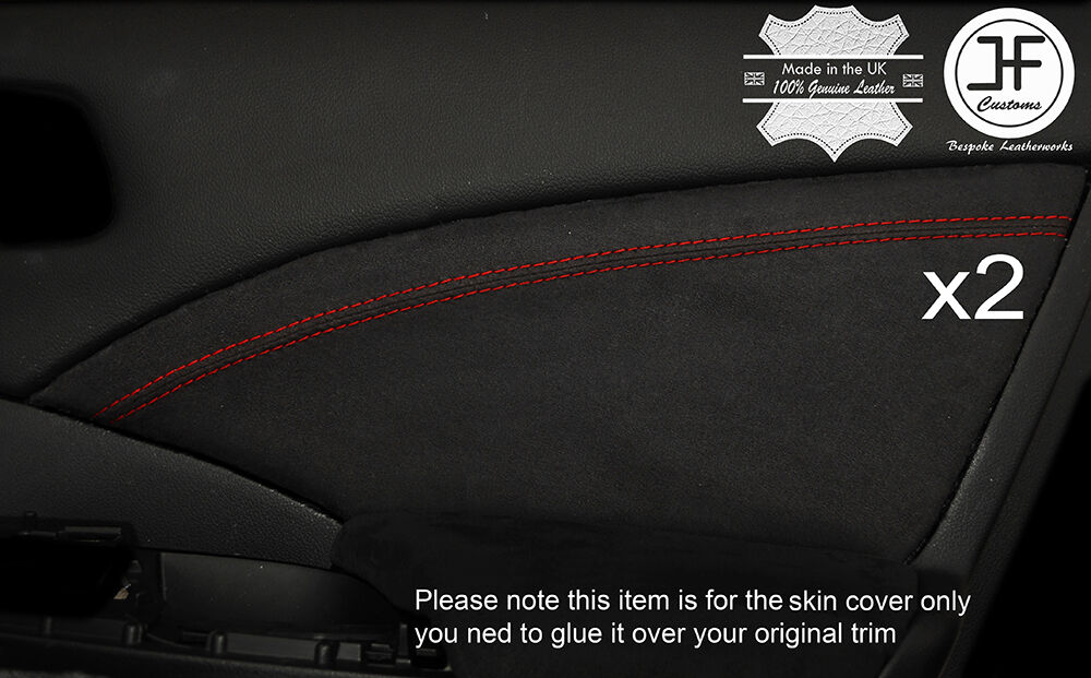 RED STITCHING 2X REAR DOOR CARD TRIM SUEDE COVERS FITS HONDA CRV 2012-2016