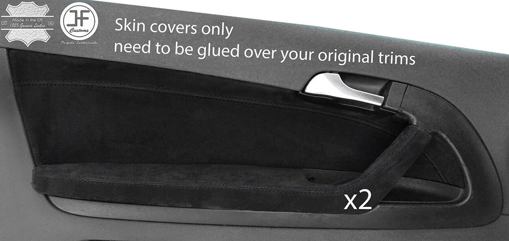 BLACK STITCH 2X FRONT DOOR HANDLE ARMREST SUEDE COVER FOR AUDI A3 04-12 3 DOOR
