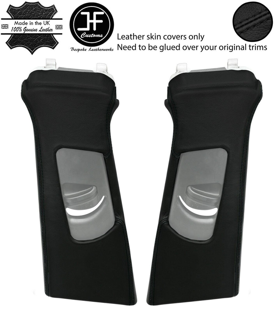 BLACK STITCH 2X UPPER B PILLAR REAL LEATHER COVERS FITS AUDI Q5 2008-2015