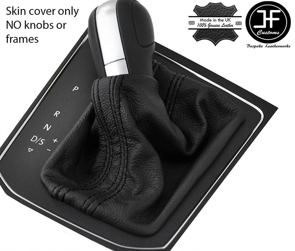 BLACK STITCH REAL LEATHER AUTO AUTOMATIC GEAR GAITER FOR VW TOURAN 5T 2015-2017