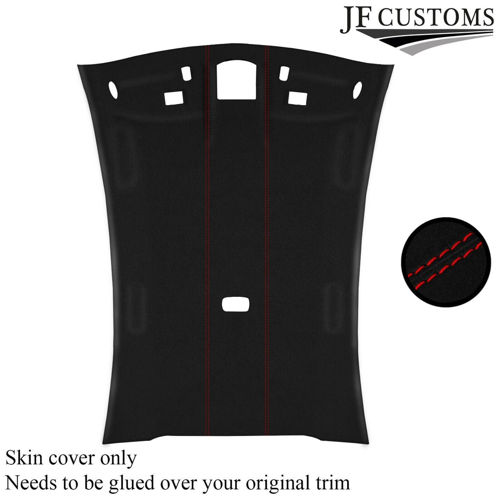 RED STITCH LUXE SUEDE HEADLINER COVER FITS FORD FIESTA MK2 83-89 3DR CUSTOM NEW