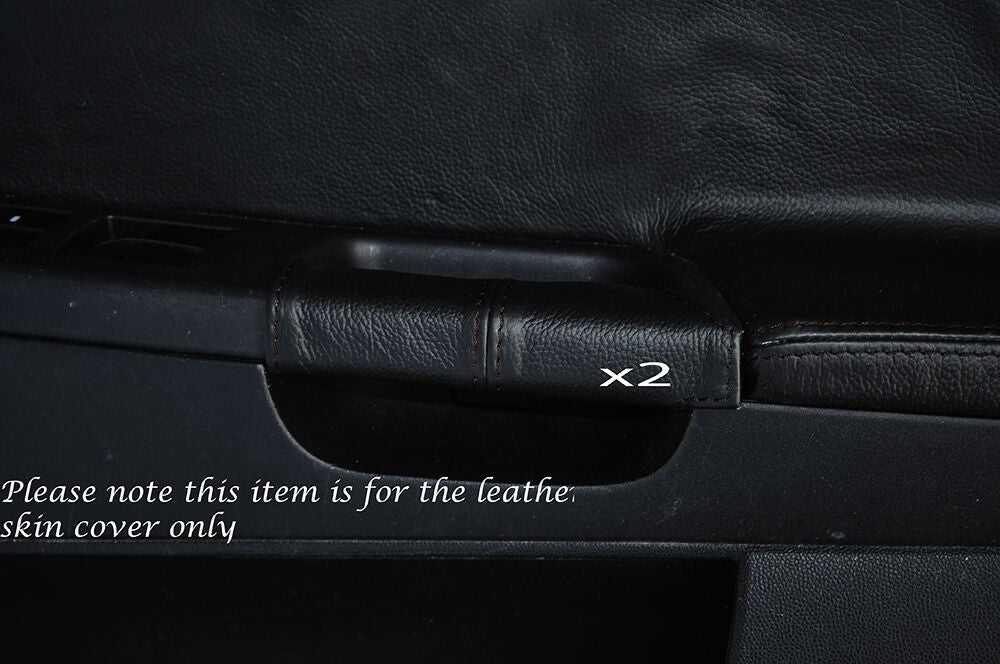 BLACK STITCH 2X FRONT DOOR HANDLE SKIN COVERS FITS MITSUBISHI LANCER EVO X 10