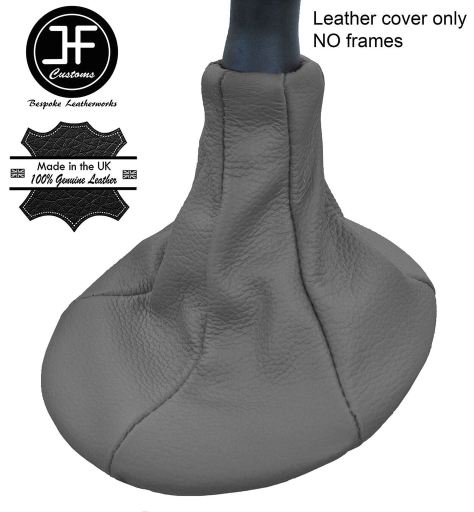 GREY TOP GRAIN REAL LEATHER GEAR GAITER FITS FIAT PANDA 2003-2012 CUSTOM NEW