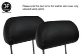 BLACK STITCHING 2X FRONT HEADREST LEATHER SKIN COVER FITS FORD FIESTA MK3 XR2I