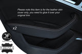 GREY STITCH 2X REAR DOOR HANDLE ARMREST SKIN COVERS FITS AUDI A6 C7 2011-2015