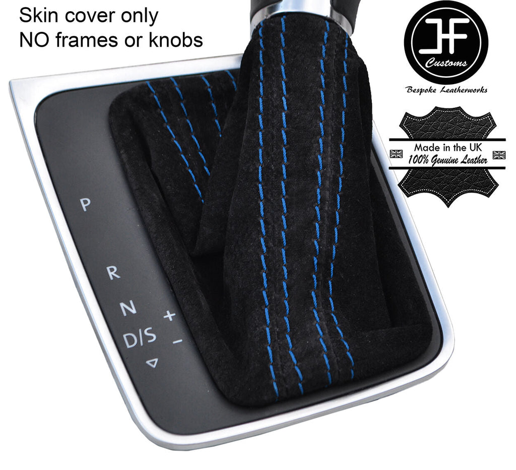 BLUE STITCH SUEDE DSG AUTOMATIC GEAR GAITER FITS VW GOLF MK7 VII 2013-2017