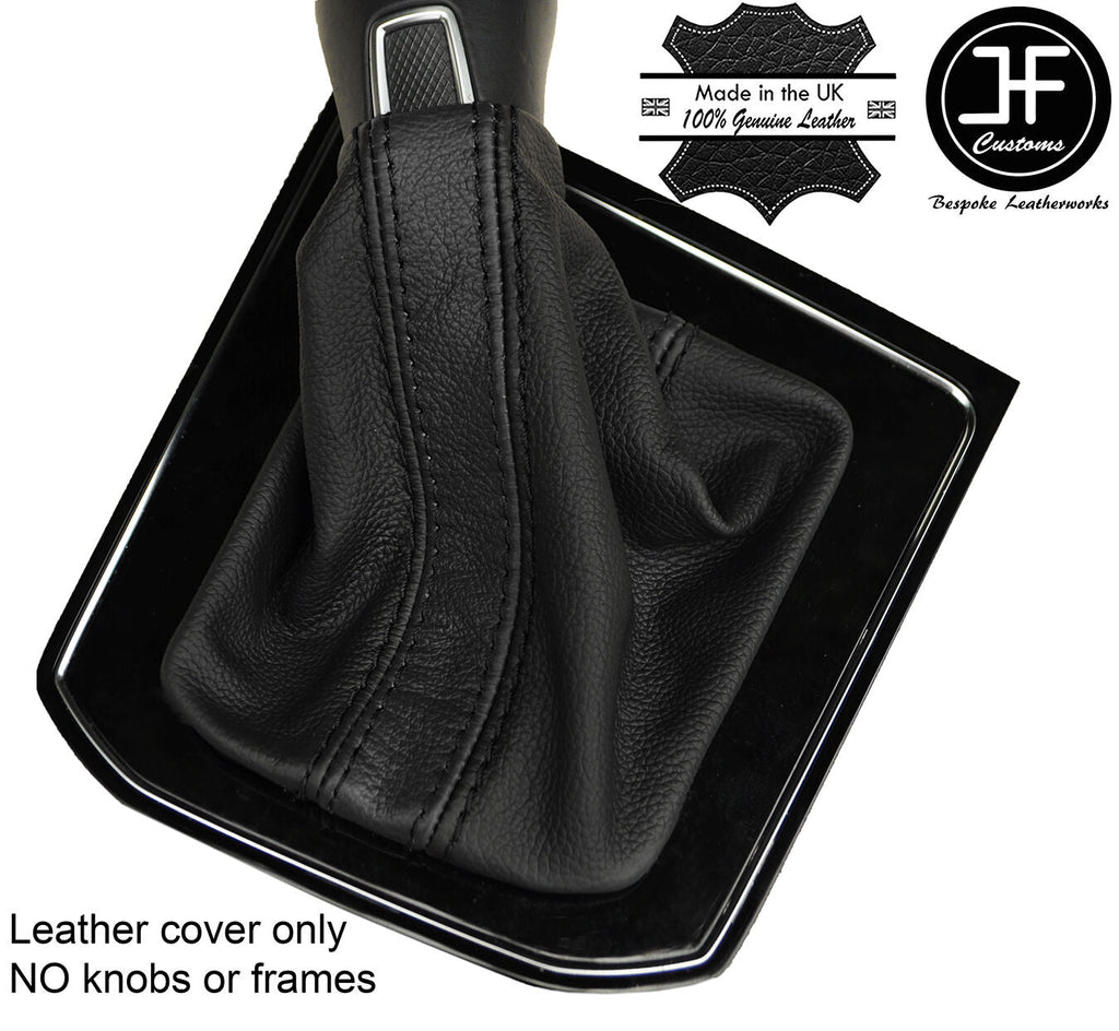 BLACK & BLACK STRIPE REAL LEATHER MANUAL GEAR GAITER FITS VW TOURAN 5T 15-17