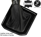 BLACK & BLACK STRIPE REAL LEATHER MANUAL GEAR GAITER FITS VW TOURAN 5T 15-17