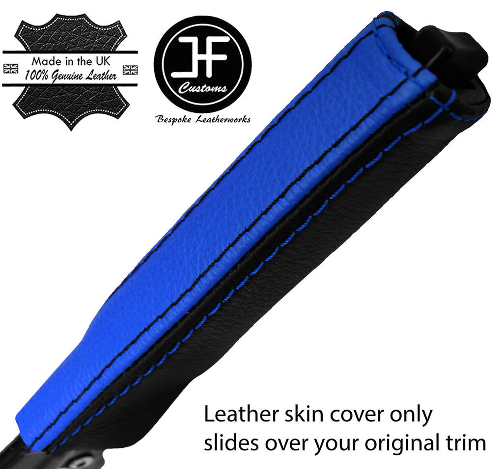 BLACK & BLUE STRIPE LEATHER HANDBRAKE HANDLE COVER FOR MERCEDES SLK R170 96-04