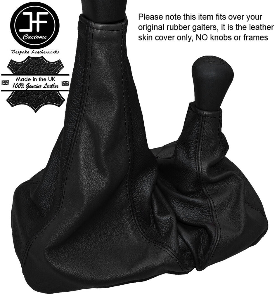 BLACK & BLACK FULL LEATHER GEAR GAITER FOR LANDROVER DEFENDER 07-16 OVER RUBBER