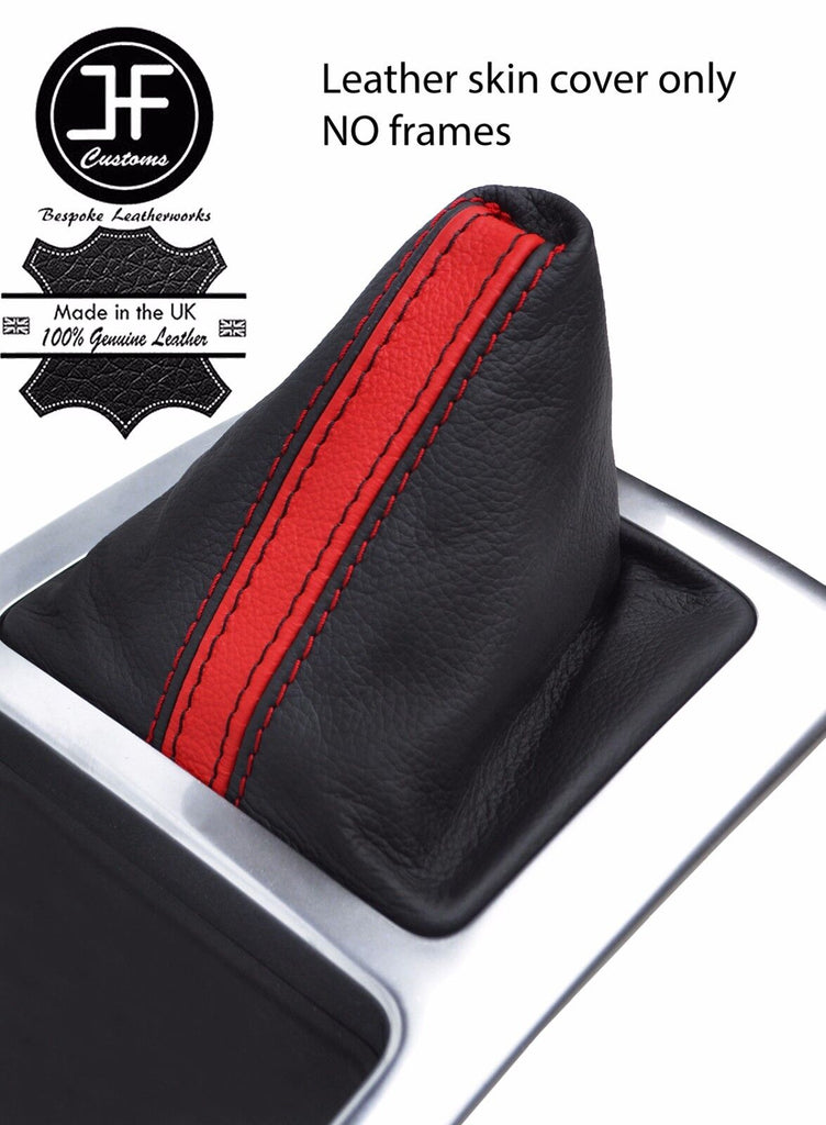 BLACK & RED STRIPE LEATHER GEAR GAITER FITS LAND ROVER FREELANDER 2 2013-2015