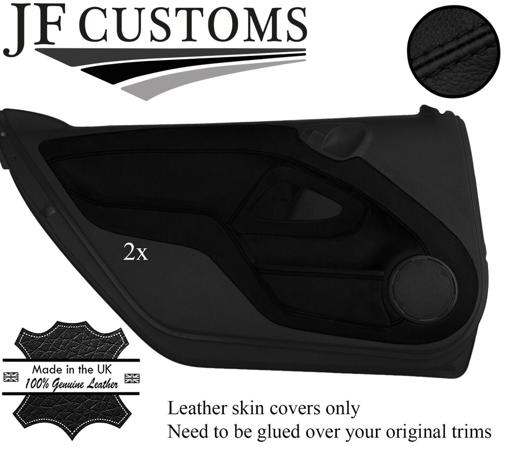 BLACK STITCH 2X FRONT DOOR TRIM KIT LEATHER COVERS FOR SMART FORTWO 451 07-14
