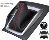 RED STITCH CARBON FIBER VINYL AUTO AUTOMATIC GEAR GAITER FITS MAZDA 3 14-17
