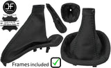 BLACK STITCH LEATHER GAITER SET WITH PLASTIC FRAME FITS ALFA ROMEO 147 01-09
