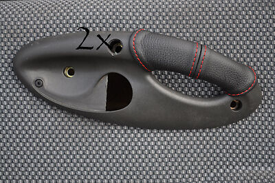 FITS FIAT PUNTO MK2 99-03 red stitch 2X LEATHER DOOR HANDLE COVERS CUSTOM NEW