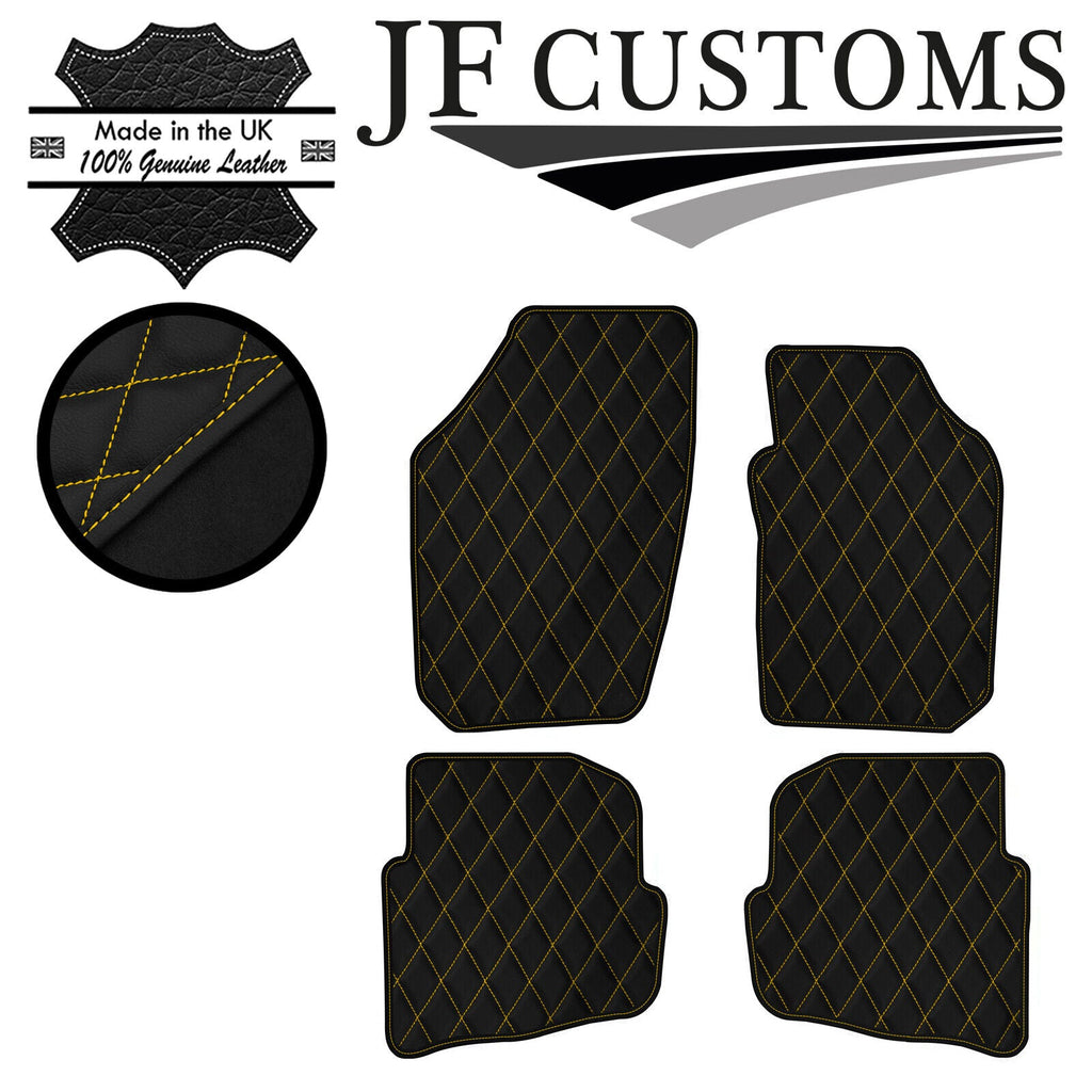 YELLOW DIAMOND STITCH VINYL 4X TAILORED FLOOR MAT CARPETS FOR SEAT IBIZA 02-06