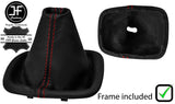 RED STITCH LEATHER MANUAL GEAR GAITER + PLASTIC FRAME FITS VW LUPO 1998-2005