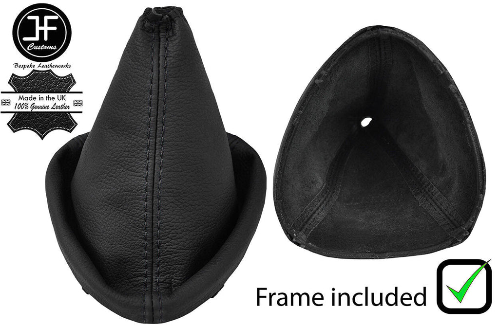 BLACK STITCHING LEATHER GEAR GAITER WITH PLASTIC FRAME FOR CITROEN C5 2001-2007