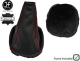 RED STITCH LEATHER GEAR GAITER+PLASTIC FRAME FITS FORD ESCORT MK6 MK7 96-04