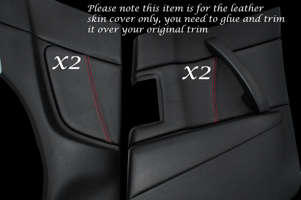 RED STITCHING 4X REAR DOOR CARD LEATHER SKIN COVERS FITS MAZDA RX8 03-12