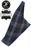 BLUE STITCH TARTAN FABRIC HANDBRAKE GAITER FOR VW T4 TRANSPORTER 90-03 1T