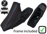 BLACK & TRI STITCH LEATHER HANDBRAKE+PLASTIC FRAME FOR BMW E90 E91 E92 E93