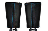 BLUE STITCH FITS NISSAN NAVARA D22 2X FRONT SEAT BELT STALK LEATHER COVERS